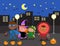 Trick or treat, Halloween children in city, cartoon illustration
