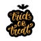 Trick or Treat. Halloween Party Poster with Handwritten Ink Lettering