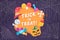 Trick or treat. Halloween traditional quote. Orange lettering with grey cobweb sketch on dark background. Vector stock