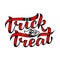 Trick or treat. Halloween. Vector illustration on a white background. Lettering composition, great for holiday gift card.