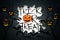 Trick or Treat Tree Halloween Pumpkins Bats Black Background