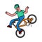 Tricks on bicycle. guy on bike. Repent of BMX.