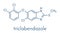 Triclabendazole anthelmintic drug molecule. Skeletal formula.