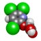 Triclopyr herbicide (broadleaf weed killer) molecule. 3D rendering.  Atoms are represented as spheres with conventional color