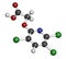 Triclopyr herbicide (broadleaf weed killer) molecule. Atoms are represented as spheres with conventional color coding: hydrogen (