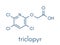 Triclopyr herbicide broadleaf weed killer molecule. Skeletal formula.