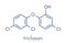 Triclosan antimicrobial molecule. Used in hand soaps, hospital scrubs, deodorants, mouth wash, etc. Skeletal formula.