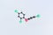 Triclosan molecule, isolated molecular model. 3D rendering