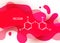 Triclosan structural chemical formula with red liquid fluid gradient shape with copy space on white background