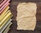 Tricolor mafalde pasta on the wood