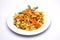 Tricolor pasta dish