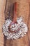 Tricolor quinoa in wooden bowl, wooden spoon