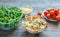 Tricolore farfalle with arugula, parmesan and cherry tomatoes