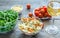 Tricolore farfalle with arugula, parmesan and cherry tomatoes