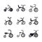Tricycle bicycle bike wheel icons set, simple style