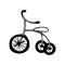 Tricycle icon, sticker, poster. sketch hand drawn doodle. monochrome minimalism. transport, toy, for children