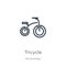 Tricycle icon. Thin linear tricycle outline icon isolated on white background from kid and baby collection. Line vector tricycle