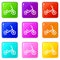 Tricycle icons 9 set