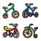 Tricycle icons set, outline style
