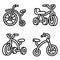 Tricycle icons set, outline style