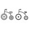 Tricycle line and glyph icon, bicycle and child, bike sign, vector graphics, a linear pattern on a white background.