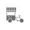 Tricycle with street fridge, hot dog bicycle gray icon.
