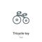 Tricycle toy outline vector icon. Thin line black tricycle toy icon, flat vector simple element illustration from editable toys