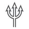 Trident line icon, spear and devil, pitchfork sign, vector graphics, a linear pattern on a white background.