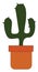 A trident shape cactus plant in an earthen pot vector or color illustration