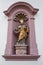 Trier, Rijnland-Palts, Germany, 23th of March, 2024, Sculpture of Saint Nicholas in Niche with Golden Detailing