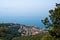 Trieste coastline with its famous lighthouse and the railway bridge