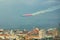 Trieste, Italy - October, 4 2017: Airshow Training of PAN Frecce Tricolori -Tricolour Arrows. Flight patrol during aircraft