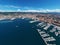 Trieste naval port and city aerial panoramic view