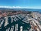 Trieste naval port and city aerial panoramic view