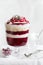 Trifle. Festive layered dessert in glass.