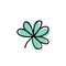 Trifoliate clover doodle icon, vector illustration