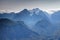 Triglav peak with forested Vrata and Kot Valley in Julian Alps