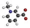 Trigonelline molecule. Metabolite of niacin (vitamin B3) but also found in a number of plants, including fenugreek. 3D rendering.