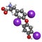 Triiodothyronine hormone (t3, liothyronine) molecule, chemical s