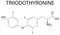 Triiodothyronine or T3, liothyronine, thyroid hormone molecule. Pituitary gland hormone. Skeletal formula.