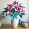 Trillium 3d Flower Arrangement: Dark Pink And Light Emerald Vase