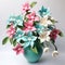 Trillium Arrangement: Delicate Paper Flowers In Turquoise And Pink