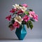 Trillium Arrangement: Pink And Blue 3d Bouquet With Tropical Symbolism