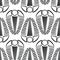 Trilobite vector seamless pattern background. Hand drawn arthropod ribbed shell marine fossils. Monochrome black white