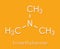 Trimethylamine volatile tertiary amine molecule. Important component of the smell of rotting fish. Skeletal formula.