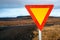 Tringular Give Yield Traffic Sign in Iceland