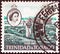 TRINIDAD AND TOBAGO - CIRCA 1960: A stamp printed in Trinidad and Tobago shows Pitch Lake and Queen Elizabeth II, circa 1960.