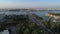 Trinity bridge in the city panorama aerial video. Saint Petersburg, Russia