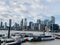 Trinity Buoy Wharf with Uber taxi boats on the River Thames in London`s Docklands.