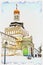 Trinity Lavra of St. Sergius. Imitation of a picture. Oil paint. Illustration